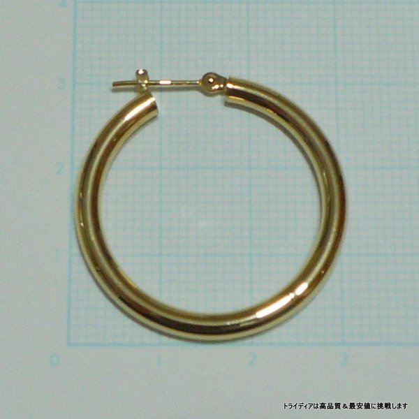 k18 フープ ピアス 18k 18金 レディース 幅3mm 外径30mm 両耳 パイプ 