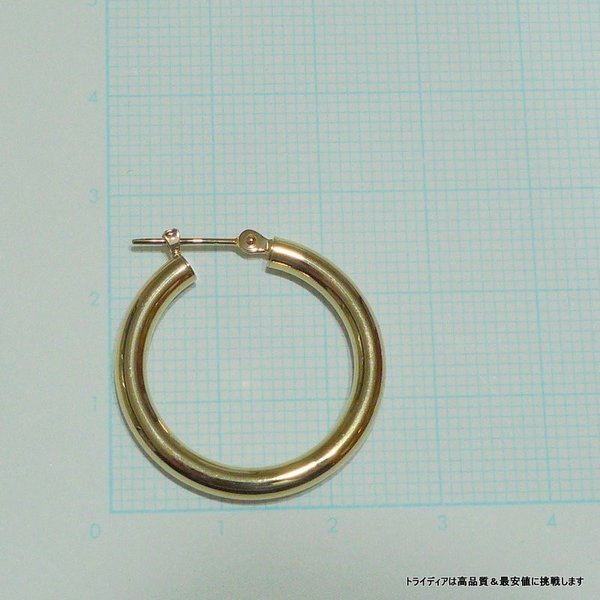 TRIDEA JEWELRY 18金 フープピアス 幅3mm 外径25mm イエロー