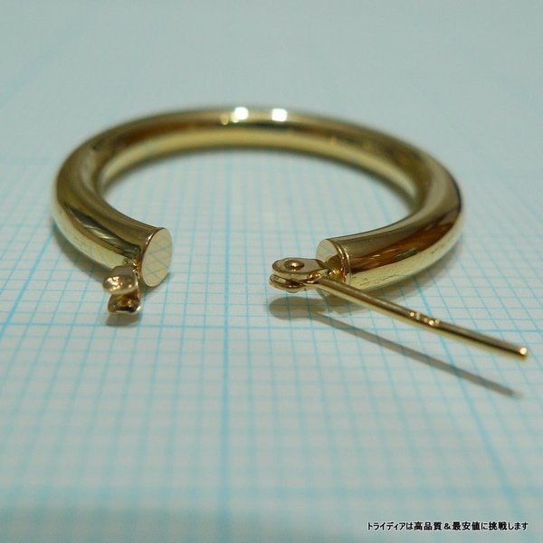 TRIDEA JEWELRY 18金 フープピアス 幅3mm 外径25mm イエロー