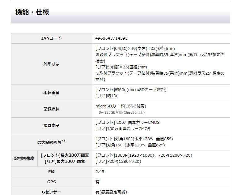 ユピテル ドライブレコーダー DRY-TW7650dP