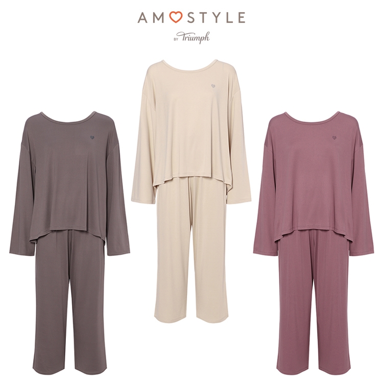 セール再値下げ70％OFF (アモスタイル)AMOSTYLE ワイドジャージーパジャマ AMSTNW05 Top + BTM52-P JX