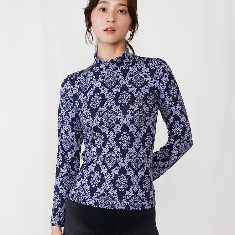 ツキの良いもの[HERMES] ハイネック カットソーNavy M ツキの良いもの