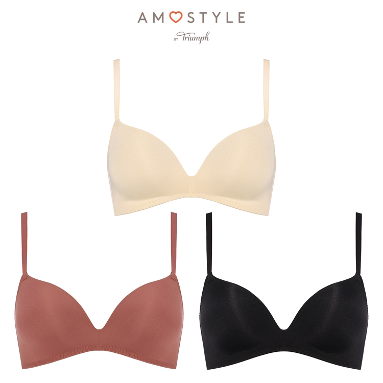 AMOSTYLE（アモスタイル） スムース ノンワイヤー ブラジャー(S,M,L 
