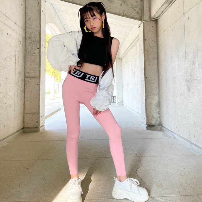 キッズダンス衣装 ロゴレギンス ストレッチ レギンスパンツ ハイ