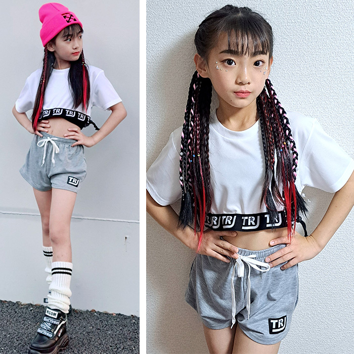 カラーショートパンツ スウェットパンツ ハーフパンツ ハイウェスト 女の子 子供服 キッズ 春夏秋 ワンポイントロゴ 無地 5カラー 100cm〜165cm ダンス衣装｜trj-store｜19