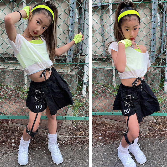 キッズダンス衣装 フレアスカート キュロット ベルトスカート Aライン