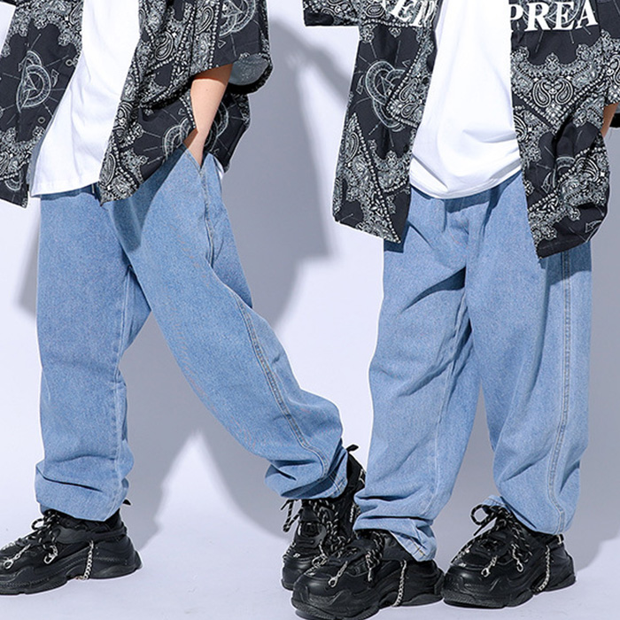 キッズダンス衣装 デニムパンツ ハイウェスト ロゴ紐 女の子 男の子