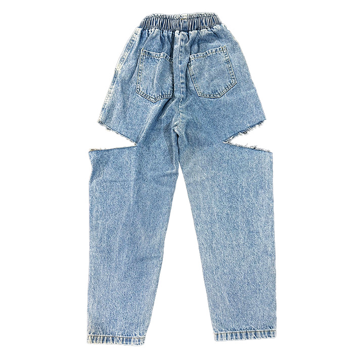 カット デニム パンツ ハイウェスト ロゴ紐 セクシー 肌見せ 女の子