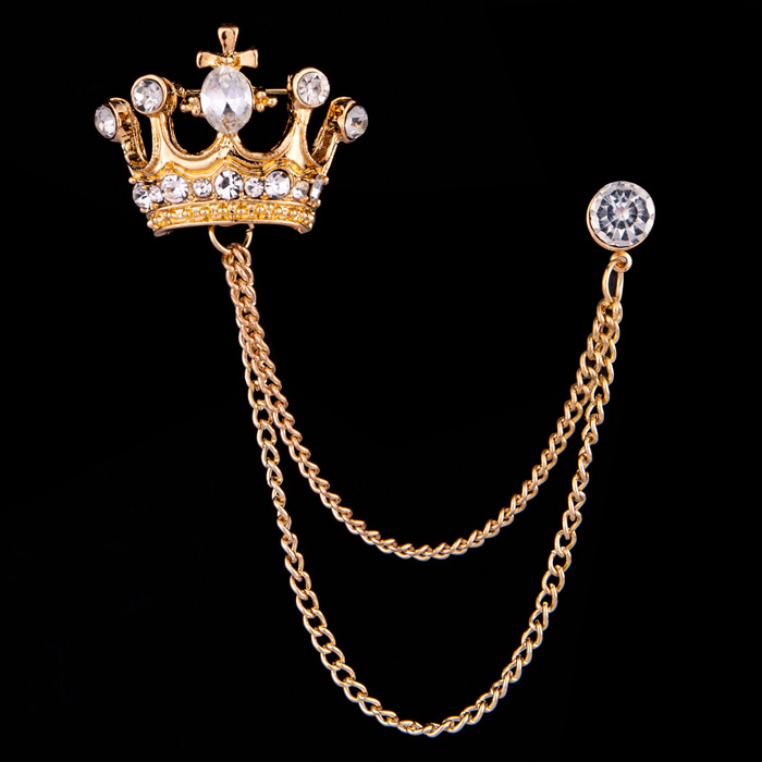 ラインストーン チェーンブローチ メンズジュエリー ブローチ  