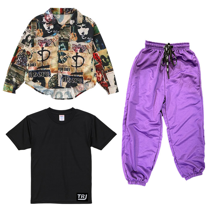 キッズダンス衣装 キッズダンス セットアップ 上下3点セット 6色 T