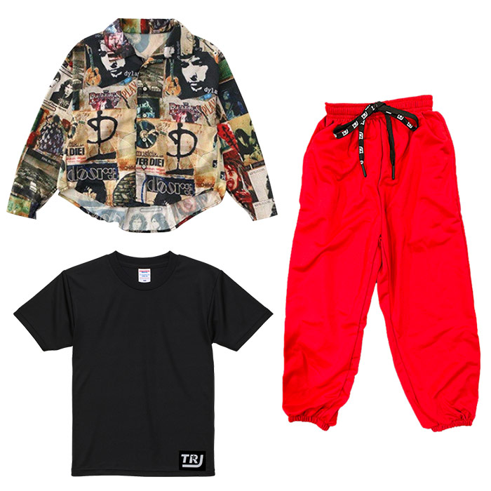 キッズダンス衣装 キッズダンス セットアップ 上下3点セット 6色 T