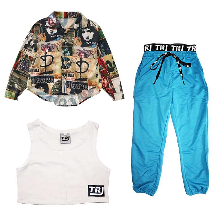 キッズダンス衣装 キッズダンス セットアップ 上下3点セット 6色