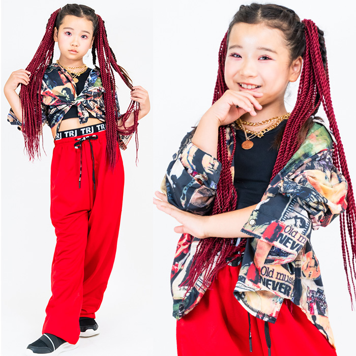 キッズダンス衣装 キッズダンス セットアップ 上下3点セット 6色