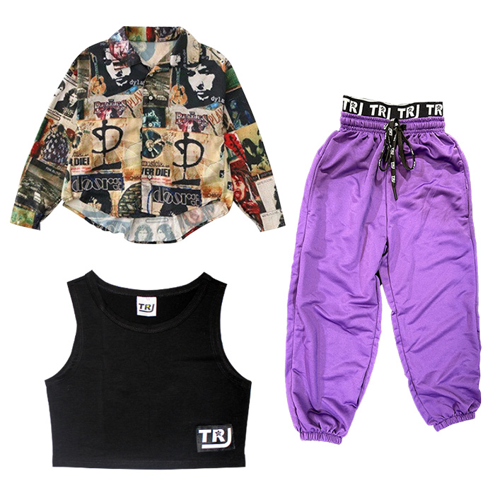 キッズダンス衣装 キッズダンス セットアップ 上下3点セット 6色