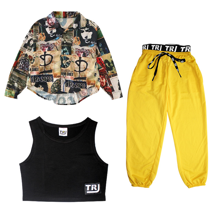 キッズダンス衣装 キッズダンス セットアップ 上下3点セット 6色