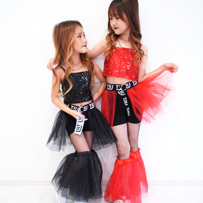 キッズダンス衣装 キッズ ダンス 衣装 赤 セットアップ 女の子 ヒップ