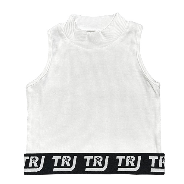 キッズダンス衣装 ハイネック タンクトップ ミニ丈 ノースリーブ ロゴ