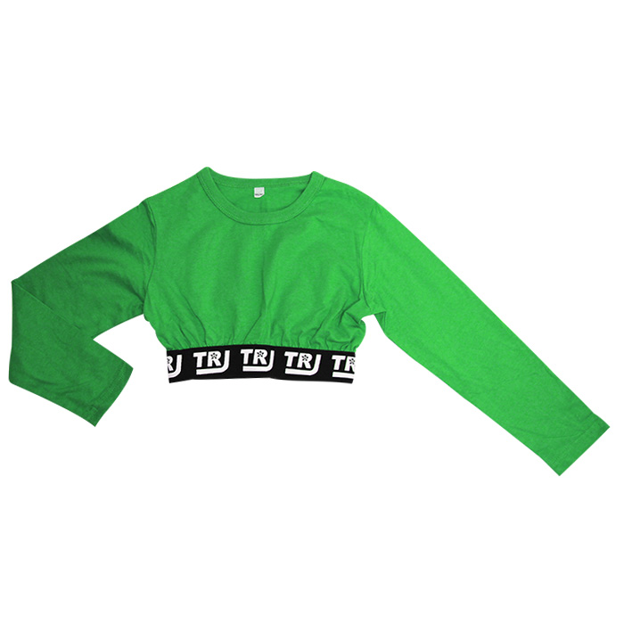 当店オリジナル キッズ ロンT ウエスト ロゴテープ ショート丈 長袖 T