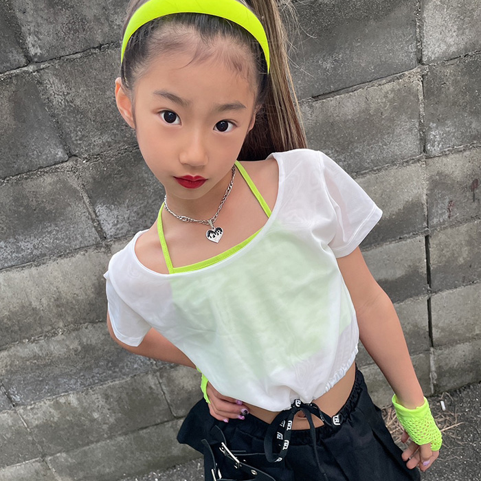 キッズダンス衣装 シースルー 半袖 Tシャツ ...の詳細画像5