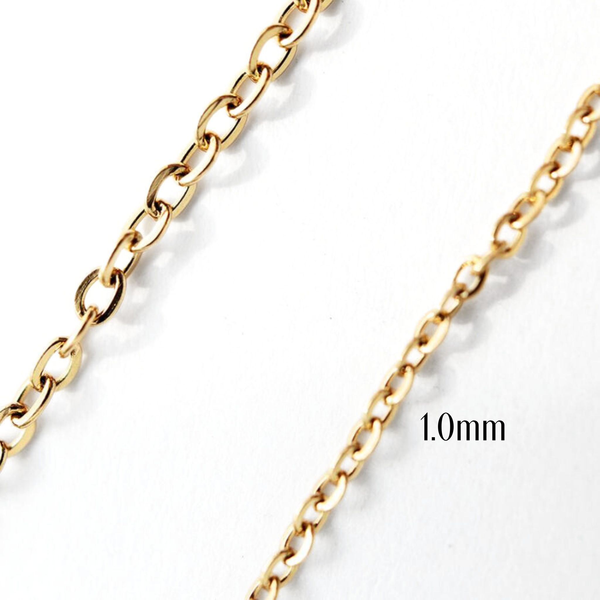 316L サージカルステンレス 平あずきチェーン 切り売り 100cm : Trois