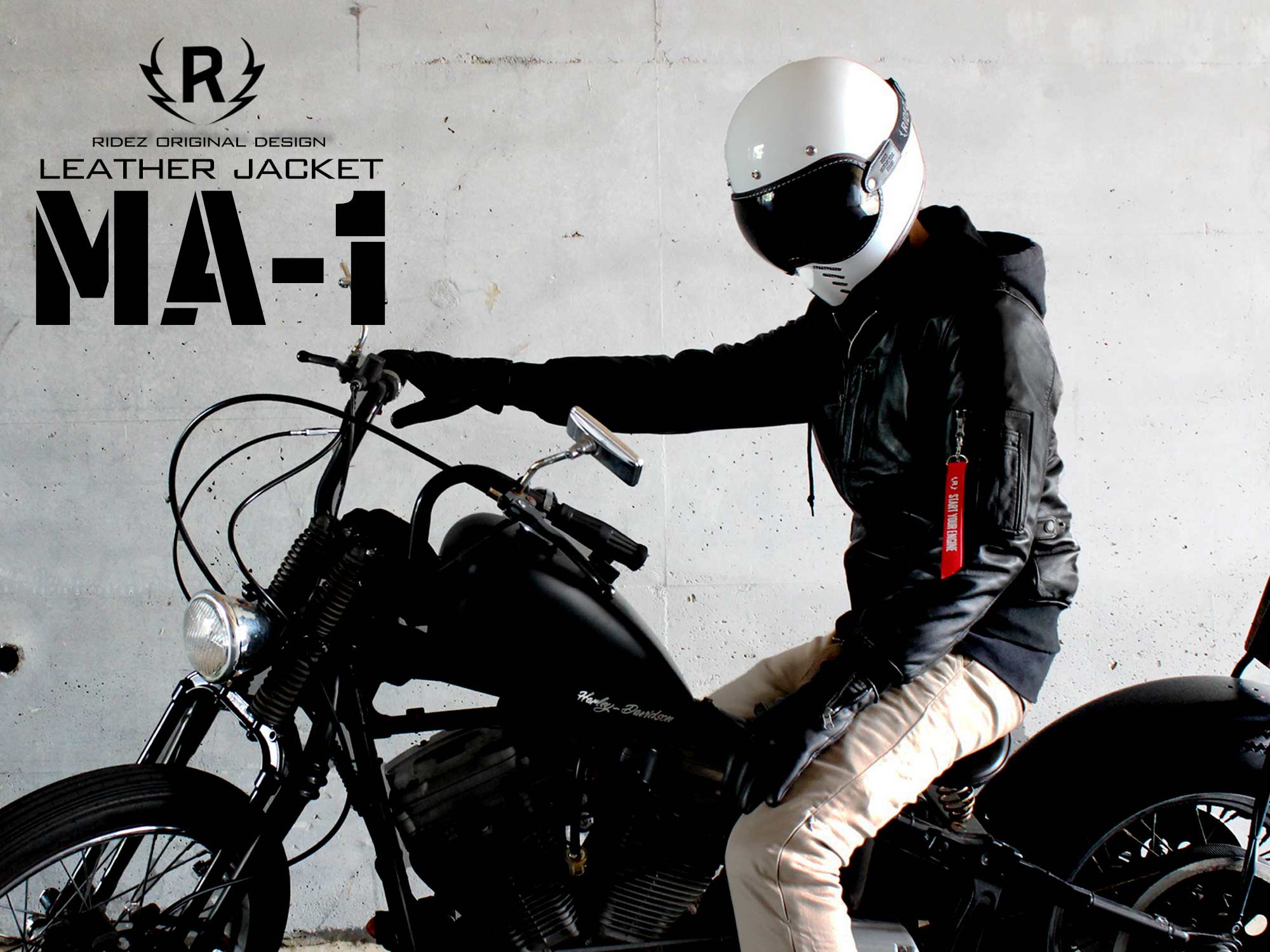  Motored レザージャケット ライダース バイク レーシング ライズ（RYZ） RIDEZ MOTO MA-1 JACKET バイク用 レザージャケット
