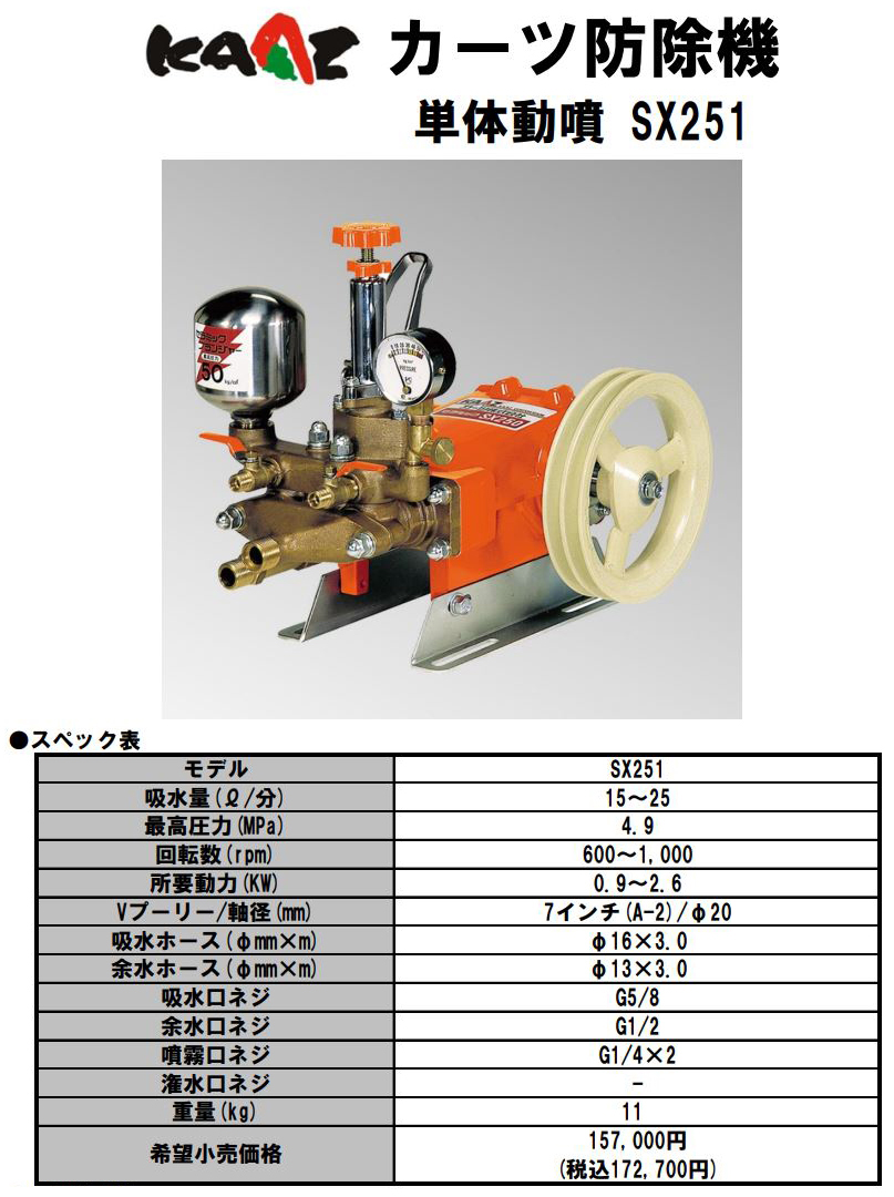 噴霧器 カーツ 防除機SX251 動噴 買援隊 PayPayモール店 - 通販 - PayPayモール