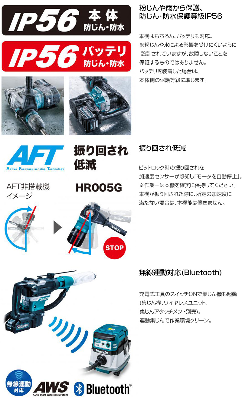 値下げしました！【未使用】マキタ Makita HR005GRMX 40mm充電式ハンマドリル 40Vmax バッテリ×2・充電器付き マキタ（makita） 40Vmax 充電式ハンマドリル HR005GRMX 40mm SDS