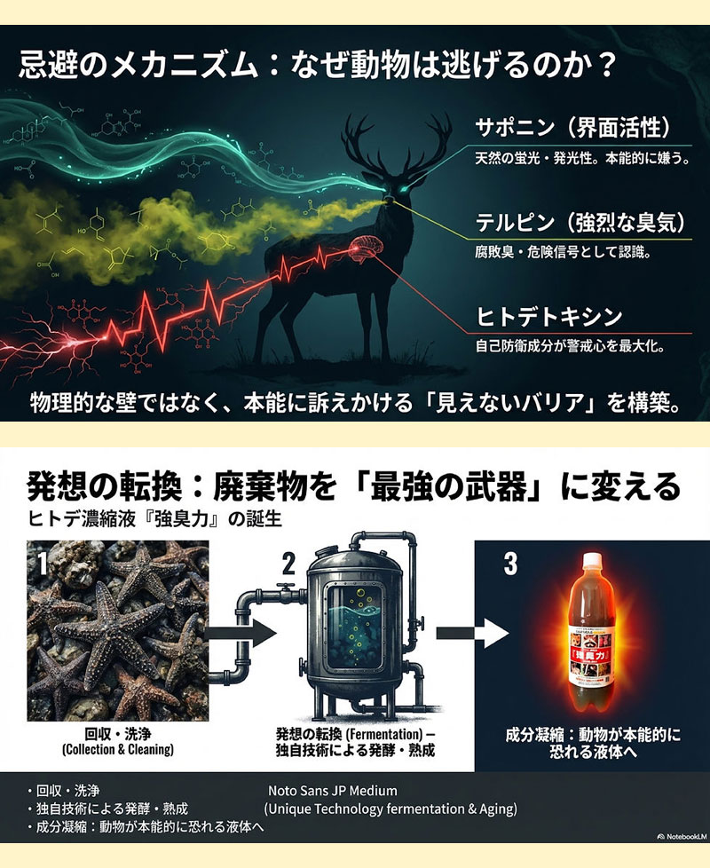 吉田水産 ヒトデ濃縮液 強臭力 1L×8本セット 害獣忌避剤 : 買援隊