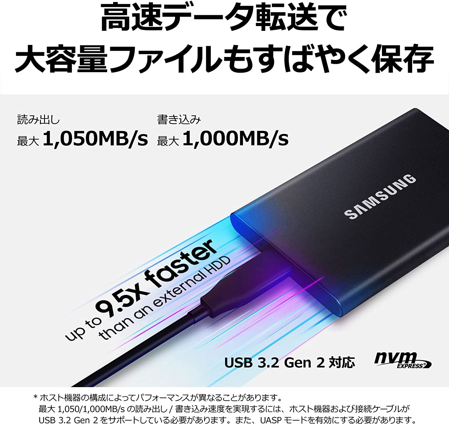 られており⓽ SAMSUNG 外付けSSD 高速1,050MB/秒 サムスン の通販 by
