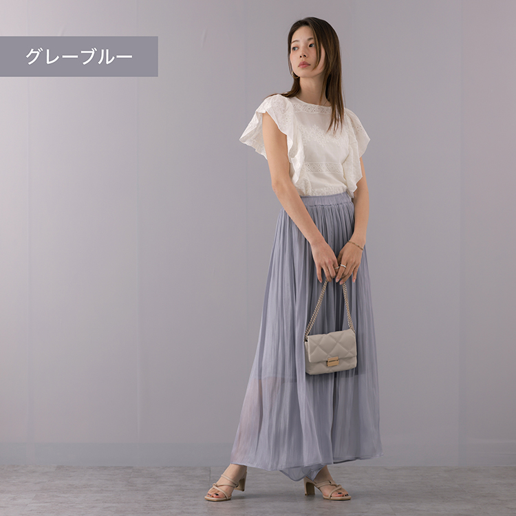 スカート見えするパンツ 光沢スカウチョ : Fetchcollection