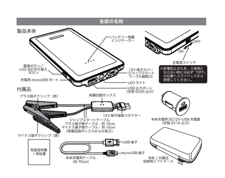 KD-151 ジャンプスターター 5400mAh | DC12V 車 バイク バッテリー
