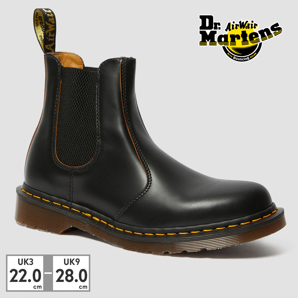 Dr Martens★MIE VINTAGE 2976★サイドゴア★兼用★BLACK QUILON 2976 VINTAGE チェルシー ブーツ
