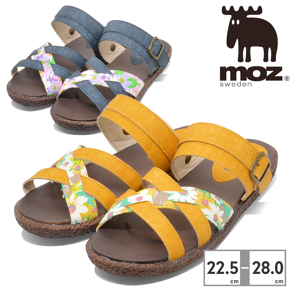 moz（モズ） サンダル レディース 23496 花がら : つるや 靴のTSURUYA