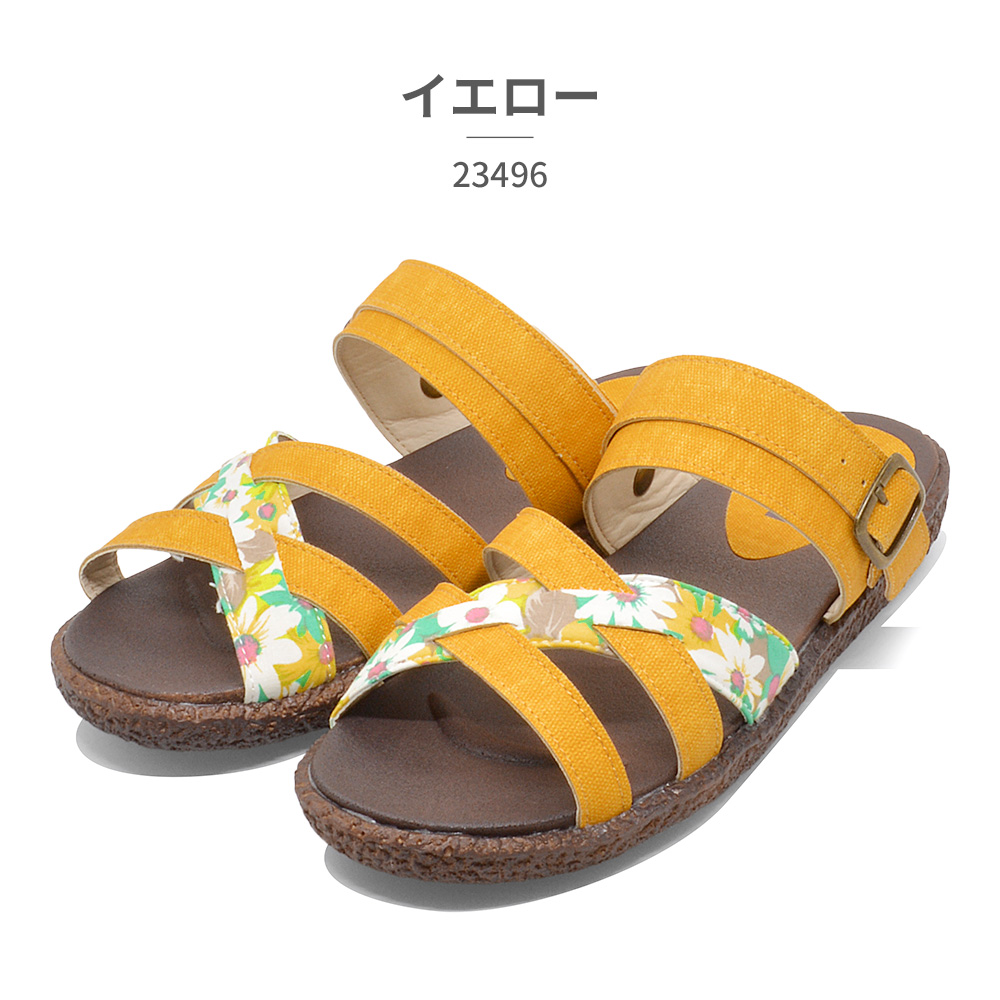 moz（モズ） サンダル レディース 23496 花がら : つるや 靴のTSURUYA