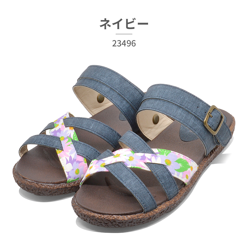 moz（モズ） サンダル レディース 23496 花がら : つるや 靴のTSURUYA