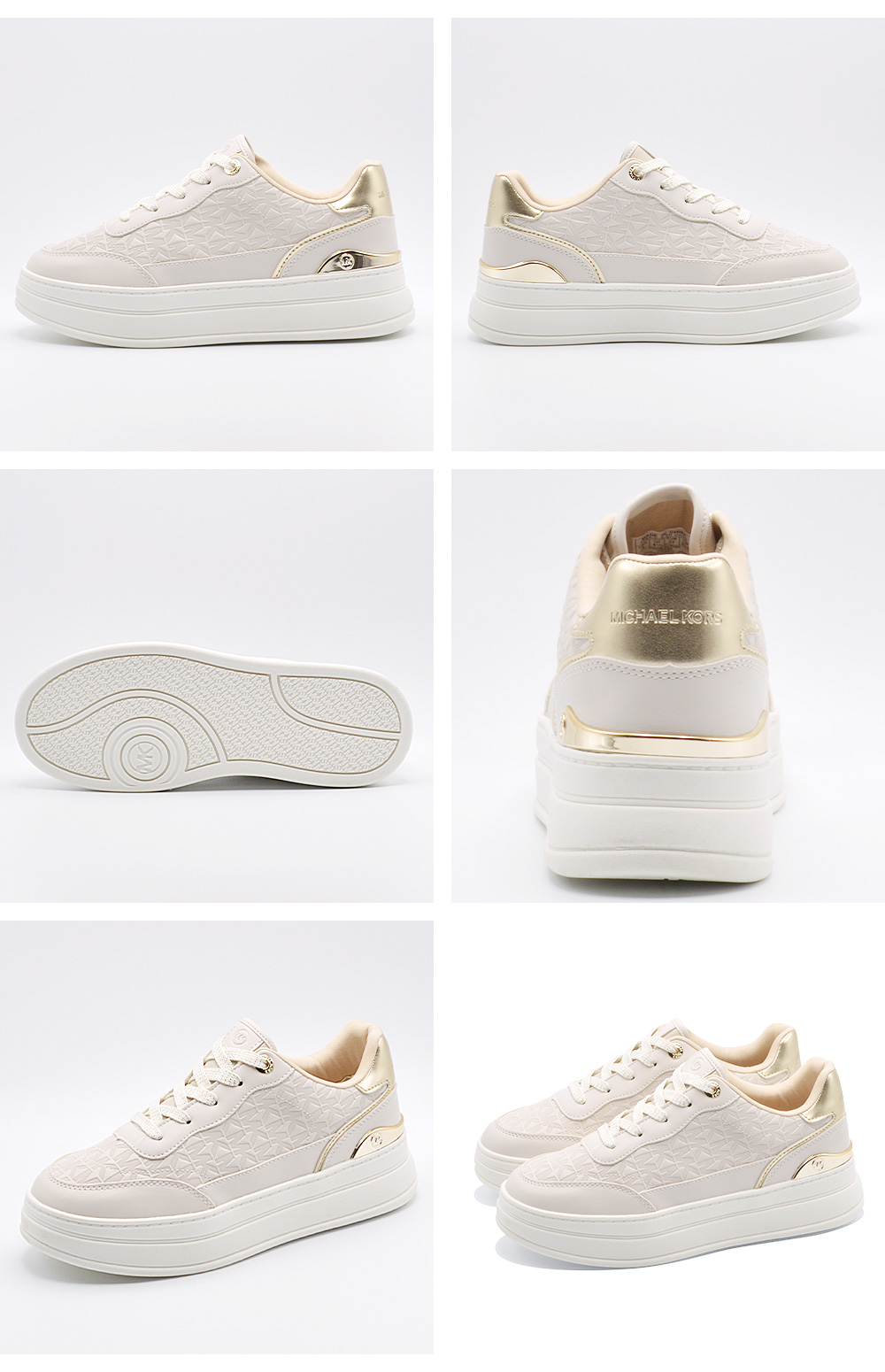 【新品】マイケルコース MKベージュ　ゴールド　合わせやすいスニーカー 23.5 マイケルコースキッズ MICHAEL KORS KIDS スニーカー マイケル・コース