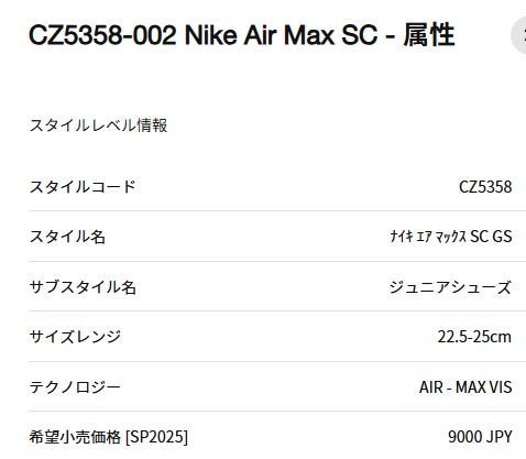 NIKE（ナイキ） スニーカー キッズ エアマックス SC GS CZ5358 Nike