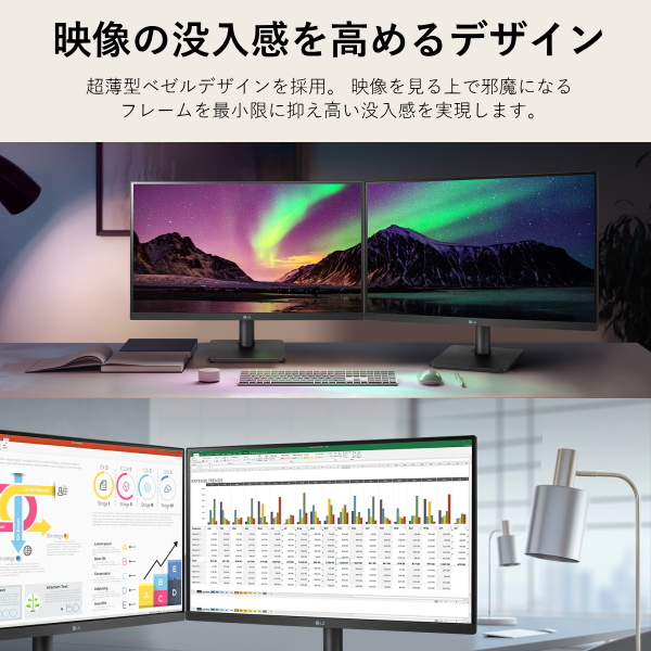 LGエレクトロニクス LG モニター フレームレスデザイン 23.8