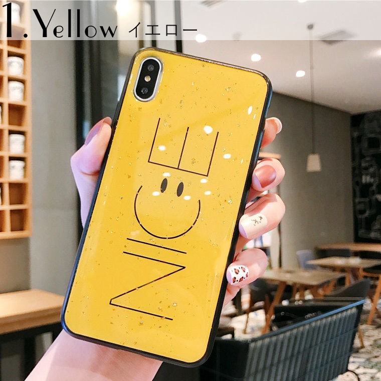 iPhoneXR ケース 韓国 ブランド Xs Max ケース 8 おしゃれ Plus 7 6s スマイル ニコちゃん SMILE アイフォン アイホンカバー スマホ 金箔ラメ | ブランド登録なし | 01