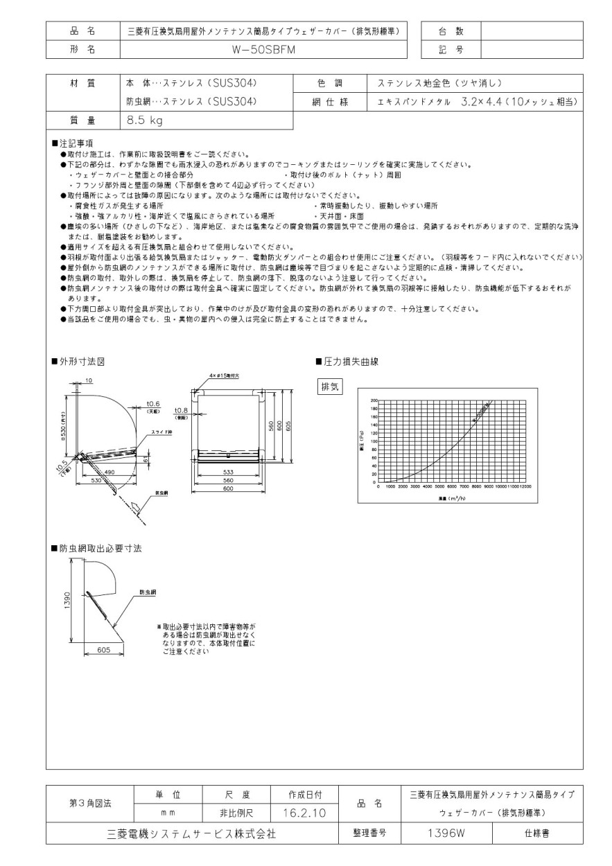 春バーゲン 特別送料無料 W 50sbfm 三菱電機 有圧換気扇用システム部材 ウェザーカバー 標準タイプ 防虫網付 排気形屋外メンテナンス簡易タイプ ステンレス製 新版 Mercurytechnologies Mn Com