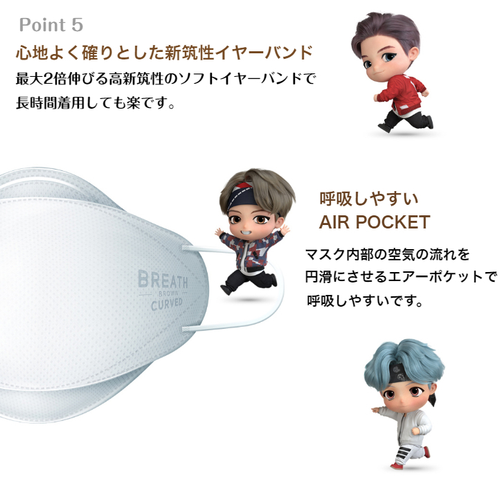 TinyTAN BREATH Silver QUINTET MASK BTS 防弾少年団 ☆タイニー