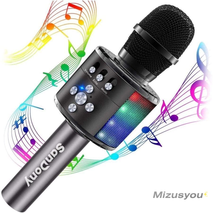 スピーカー カラオケセット マイクつき Bluetooth 小型 LEDモード カラオケマイク bluetooth ワイヤレスマイク 家庭用 高音質 スピーカー