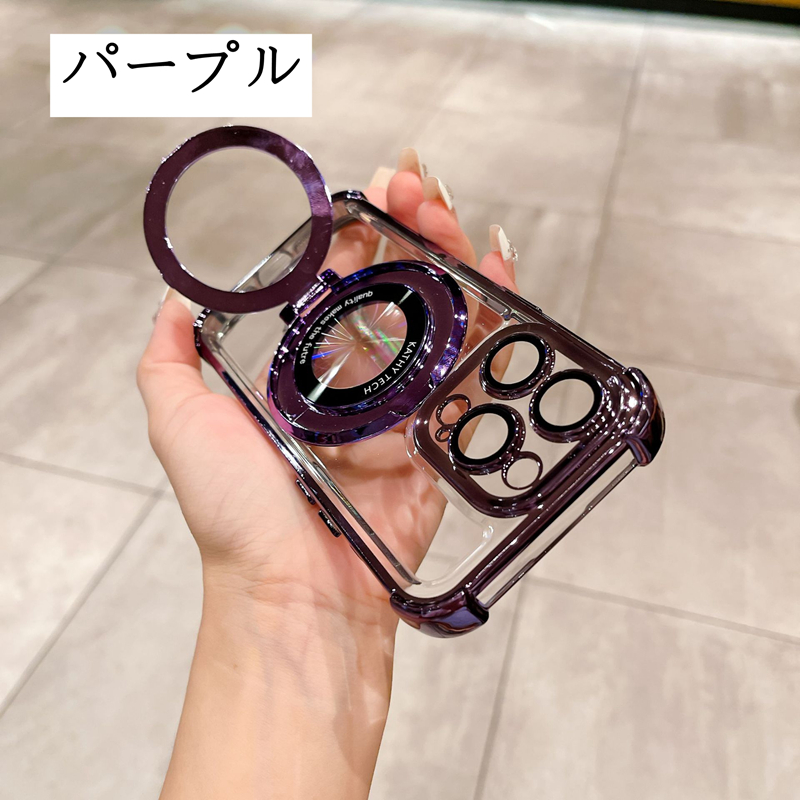iPhone 16 ケース Magsafe対応 ワイヤレス充電 360°回転スタンド 縦横両対応 スマホケース iphone16 用 耐衝撃 透明 マット感 防指紋 |  | 01