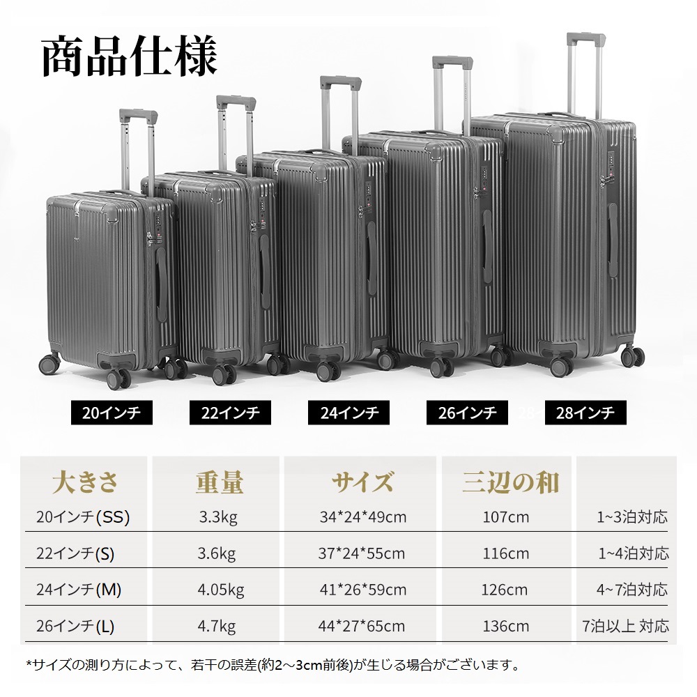 スーツケース 機内持ち込み NeoFino 軽量 PC素材 キャリーバッグ SS