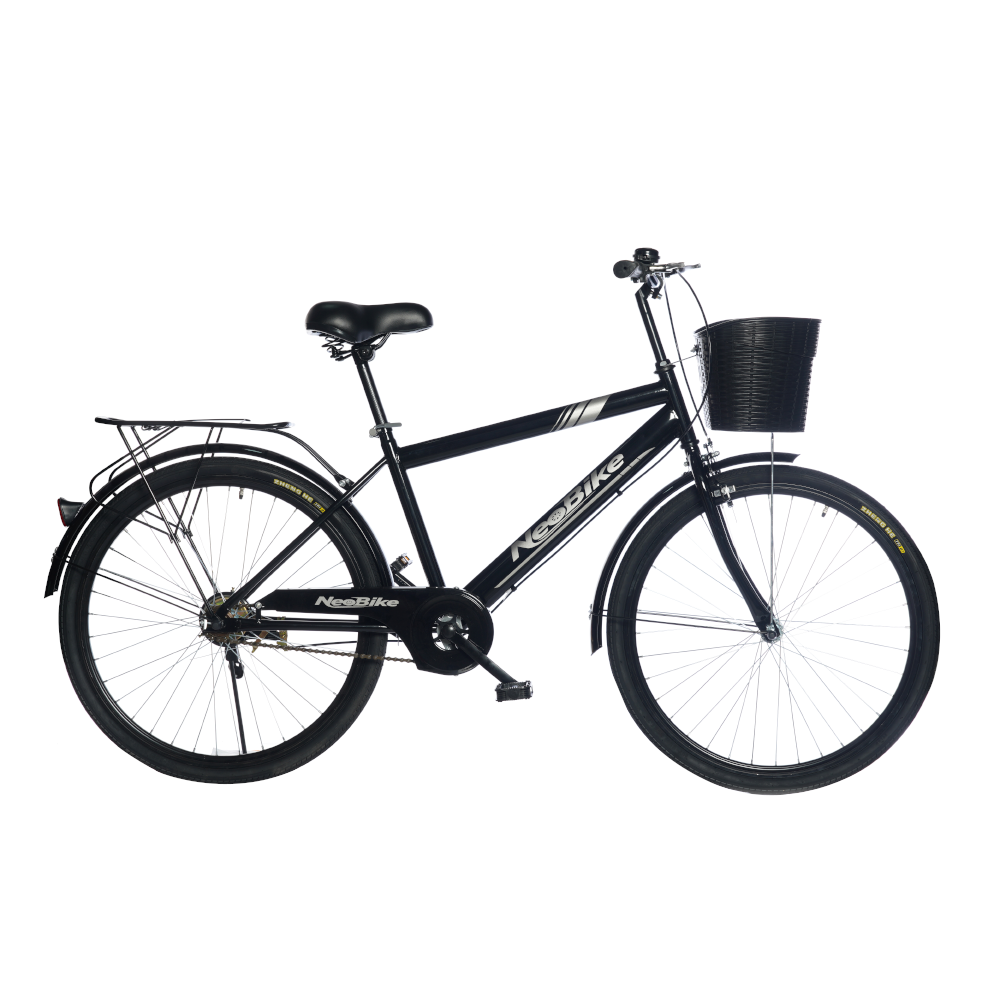 26インチ シティサイクルブラック 前カゴ付き 5月中旬入荷、入荷後販売再開】シティサイクル 自転車 26インチ 安定