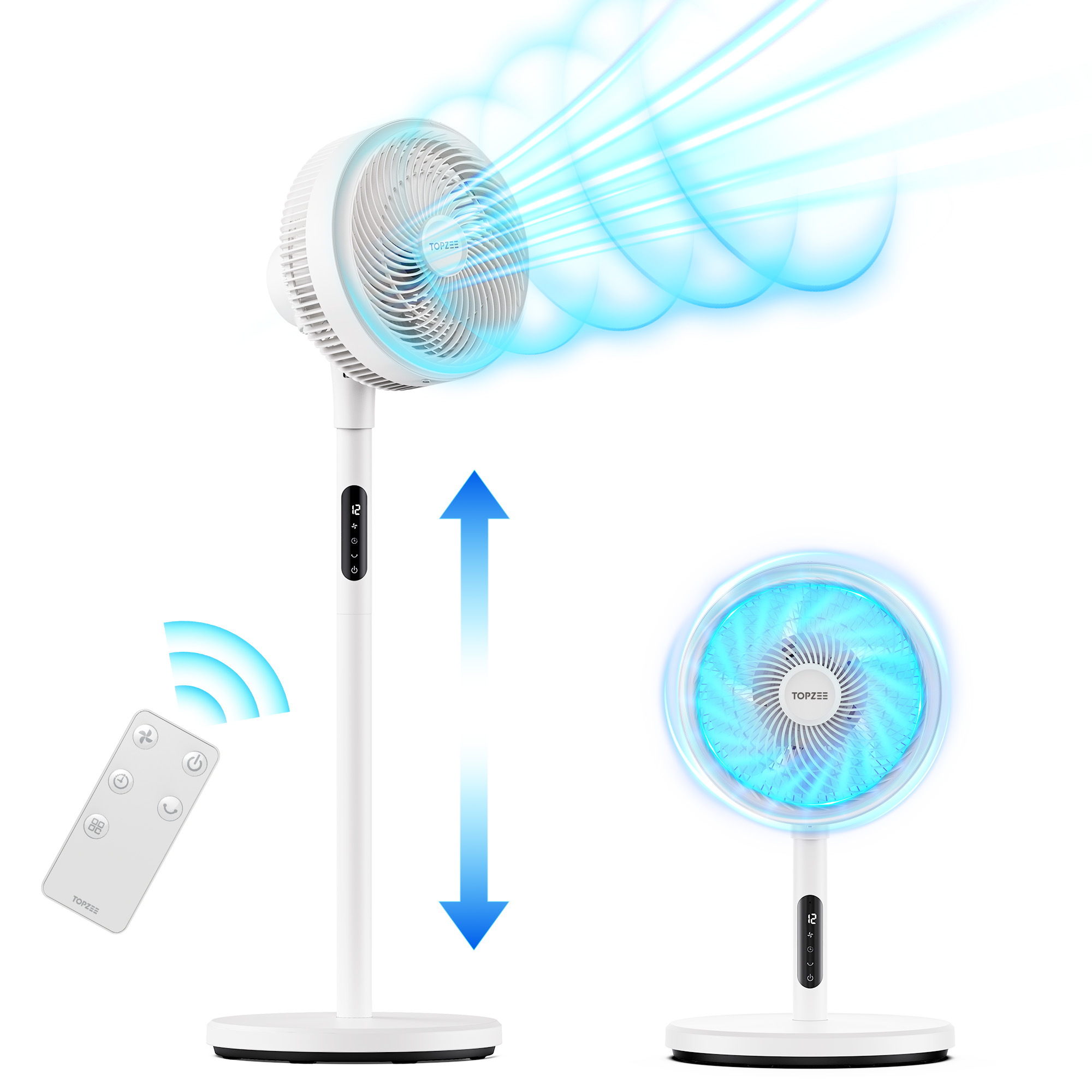 リビング 扇風機 静音 卓上 両用 風量12段階 DCモーター リモコン付き
