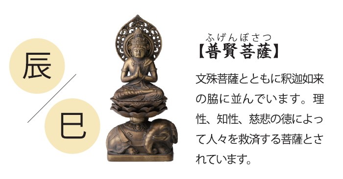 仏像 普賢菩薩 置物 十二支のお守り本尊 干支 辰年 巳年 日本製 : ch01
