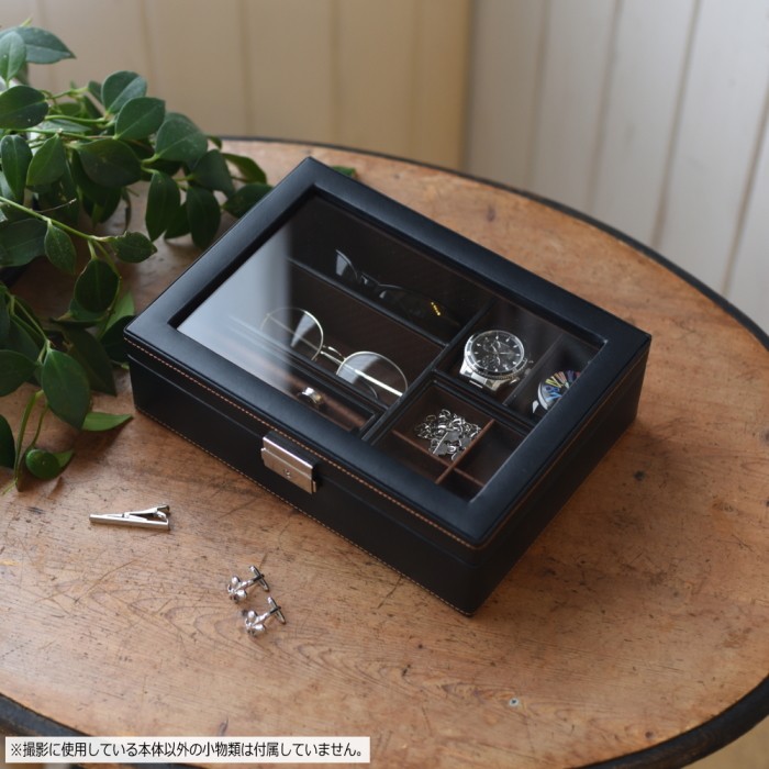 【371】小物入れ箱 小物収納 小物入れ ボックス ケース 卓上 鍵付き W28×D21×H8.5cm