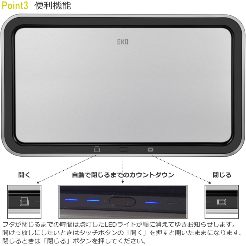 EKO ゴミ箱 ダストボックス 30L ステンレス センサー 充電式 USB充電