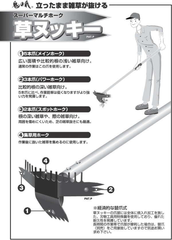 草抜き機 鍬 雑草 草ぬき 道具 長柄 伸縮式 アルミ 日本製 立ったまま